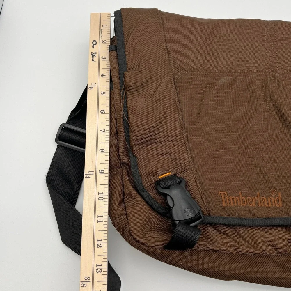 Timberland Messenger Bag Mens OS Brown Canvas Laptop Satchel Crossbody Travel